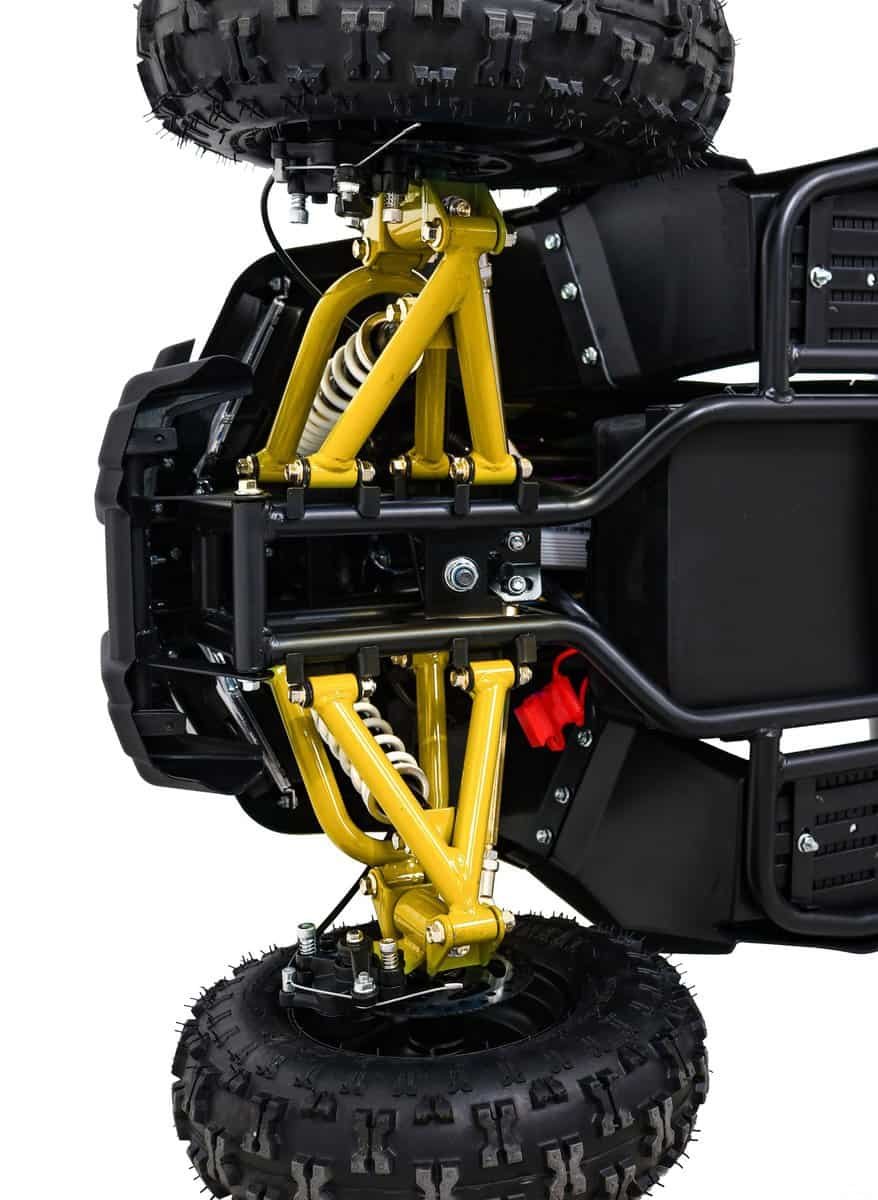 1. Suspensie pe roată cu amortizare, pentru vehicule off-road și aventură.