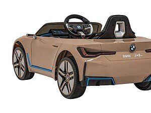 Mașinuță electrică pentru copii BMW i4, model de jucărie cu design modern și sigur.
