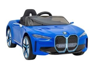 Mașină electrică pentru copii BMW, albastru, pentru joacă și distracție în curte.