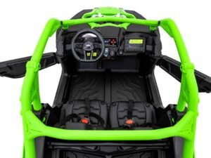 1. Masinuta electrica pentru copii, design urban, culoare verde neon, control simplu, siguranta maxima.