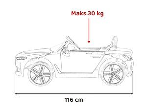 Mașină electrică pentru copii cu greutate maximă de 30 kg, design modern, ideală pentru joacă în siguranță.