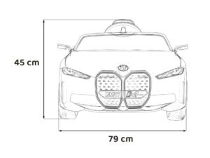 Jucărie auto pentru copii, model BMW i4, realizată din material ecologic și sigur.