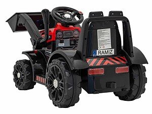 1. Mașinuță electrică pentru copii, model tractor negru și roșu, pentru joc și divertisment.