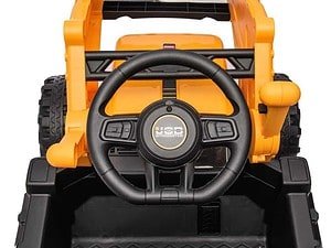 Jucarie mașina electrică pentru copii în culoare galbenă, detalii pentru joacă și distracție.