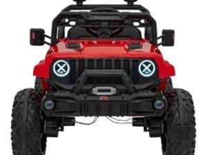 1. Mașinuță electrică pentru copii, design de teren, culoare roșie, și lumini LED.