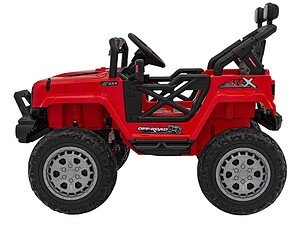 1. Mașină electrică pentru copii, model OFF-ROAD, culoare roșie, 4x4, pentru joacă în aer liber.