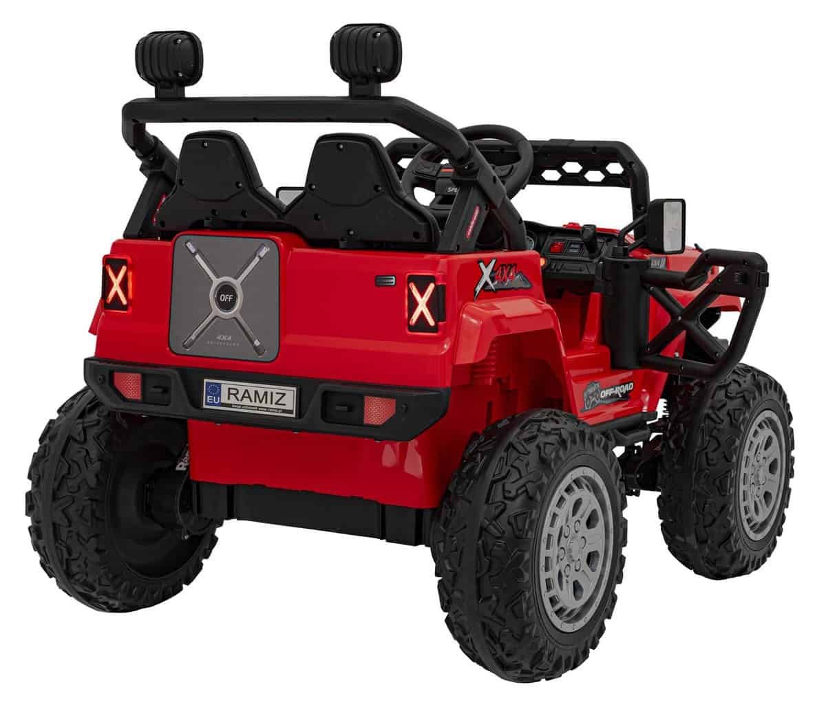 - Jucarie mașină electrică pentru copii, model off-road, culoare roșie, siguranță și distracție.