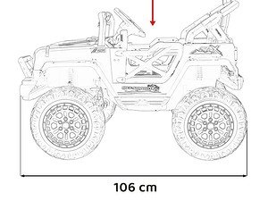 Afacere jucarie pentru copii, mașină electrică off-road, adâncime maximă 30 kg, dimensiuni 106 cm.