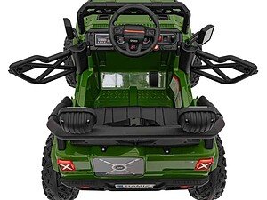 - Mașinuță electrică pentru copii, model off-road verde, distractivă și sigură.