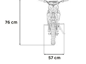 1. Motocicletă pentru copii, dimensiuni 76x57 cm, ideală pentru joacă în curte.