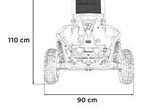 1. Jucărie auto pentru copii, dimensiuni 110x90 cm, ideală pentru joacă în aer liber.