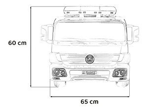 - Mașinuță de jucărie în formă de camion cu dimensiuni precise pentru copii.