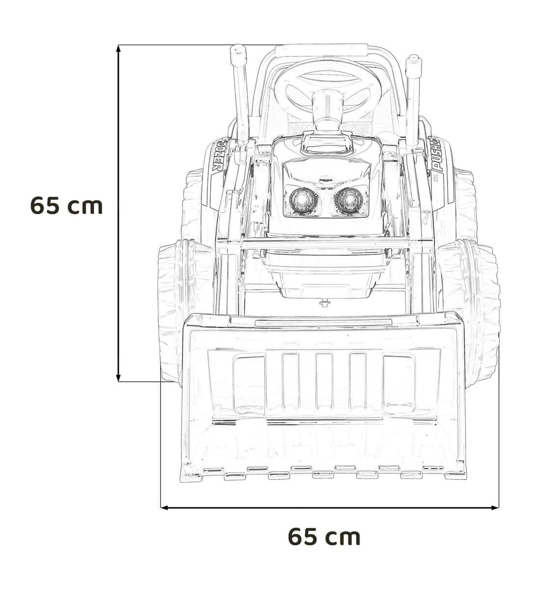 1. Tractor jucărie pentru copii, dimensiuni 65x65 cm, ideal pentru joacă în aer liber.