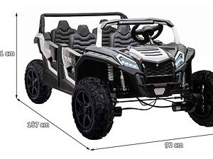 Mașinuță electrică pentru copii, model sport, cu 4 locuri și design modern.