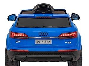 Mașină electrică pentru copii, model Audi Q7, în culoare albastră.