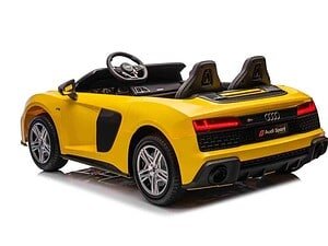 Mașinuță electrică pentru copii Audi Sport, model sportiv galben, ideală pentru joacă și aventură.