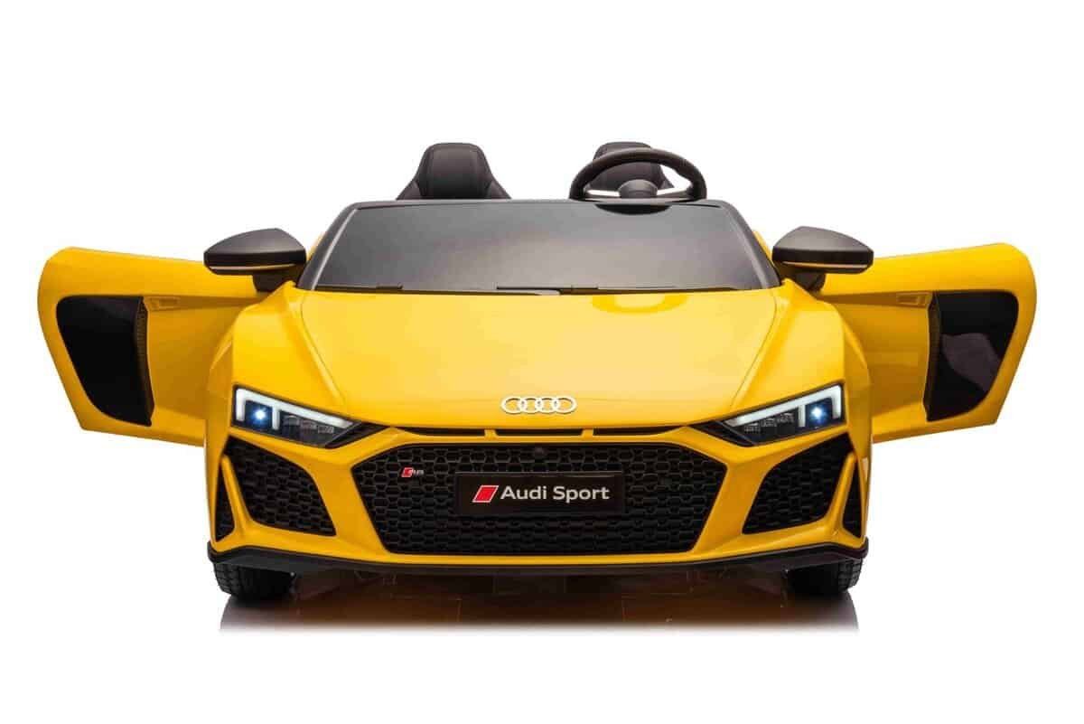 Mașină electrică pentru copii model Audi Sport, culoare galbenă, jucărie sigură și compatibilă cu copii mici.