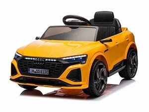 Mașină electrică pentru copii, Audi Q8, culoare galbenă, jucărie pentru cei mici.