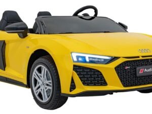 Mașină electrică pentru copii Audi sport galben, jucarie realistă pentru băieți și fete.