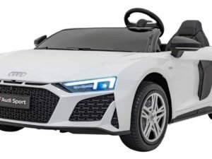Audi mașinuță electrică pentru copii, design sportiv, ideal pentru joacă și distracție.