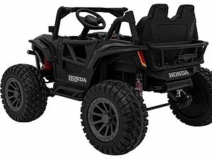 Mașină electrică pentru copii, model off-road, negru, design realist, perfectă pentru joacă în grădină.