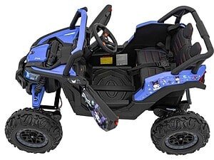 Mașină electrică pentru copii, model off-road, culoare albastră, jucărie pentru grădină și exterior, ideală pentru copii mici.