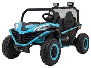 Mașină electrică pentru copii, model off-road, culoare albastră, siguranță și distracție pentru cei mici.