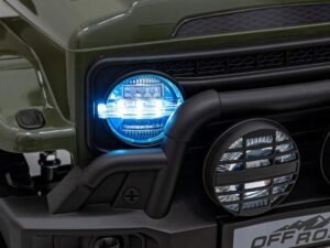 Jucarii pentru copii, decor de mașină off-road cu lumini LED albastre și detalii robuste.