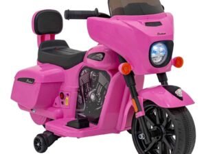 Jucarie motocicleta electrica pentru copii, culoare roz, cu siguranta si autonomie larga.