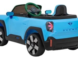 Mașină electrică pentru copii mini Cooper albastră, jucărie auto pentru copii, cadou perfect pentru cei mici.
