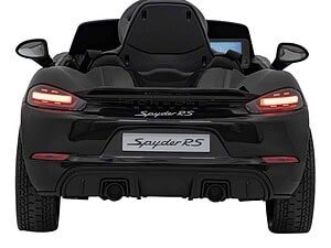 Masina electrica pentru copii Porsche Spyder RS negru, potrivita pentru joaca in aer liber.