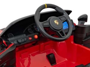 Volan Porsche pentru mașinuțe copii, realistic și sigur pentru joacă.