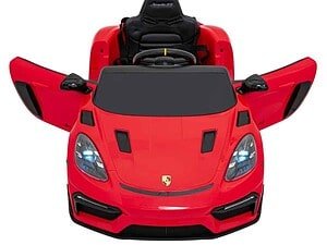 Mașină electrică pentru copii, model Porsche, roșie, realistă, perfectă pentru joacă și distracție.
