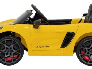 1. Mașinuță electrică pentru copii, sport car galben, design realist captivant.