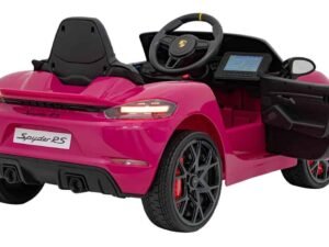 Mașinuță electrică pentru copii, Porsche Spyder RS, culoare roz, divertisment sigur și autentic.