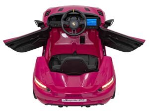 1. Mașinuță electrică pentru copii, model Porsche Cayenne, în culoare roz.