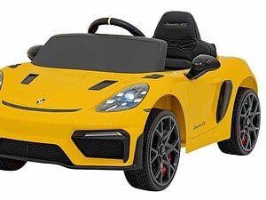 Mașină electrică pentru copii, mașinuță sport galben, jucărie electrică pentru copii, vehicul de joacă pentru copii de vârstă mică.