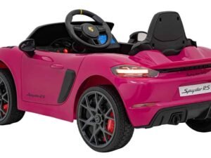 Mașinuță electrică pentru copii Porsche Spyder RS roz, jucărie de calitate pentru distracție sigură.