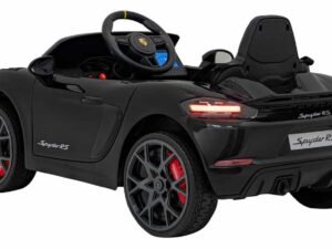 Mașină electrică pentru copii Porsche Spyder RS negru, jucărie pentru copii cu design realist.