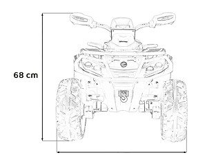 Jucărie ATV pentru copii, dimensiuni de 68 cm în înălțime și lățime, perfectă pentru joacă în aer liber.