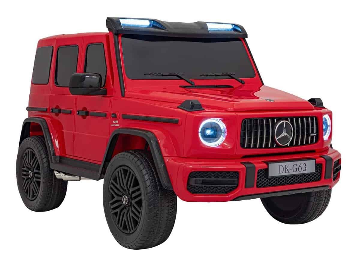 Mașinuta electrică pentru copii, model Mercedes-Benz G-Class, roșie, pentru joacă și distracție.