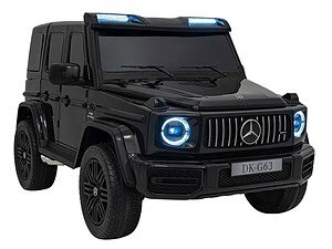 Mașinuță electrică pentru copii, model Mercedes G-Class, culoare neagră, cu lumini LED.