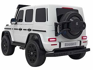 Jucarie masinuta electrică pentru copii Mercedes-Benz G-Class alb, vehicul mini SUV.