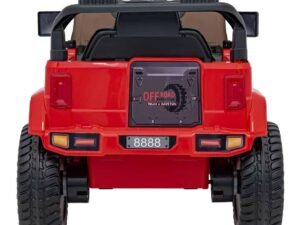 Mașină electrică de jeep pentru copii, model off-road, jucarie pentru exterior, culoare roșie, siguranță și distracție.