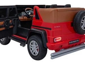 Mini mașină electrică pentru copii, model Mercedes-Benz G 650, culoare roșie.