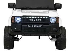 1. Mașină electrică pentru copii, model Land Cruiser Toyota, alb și negru, cu lumini LED.