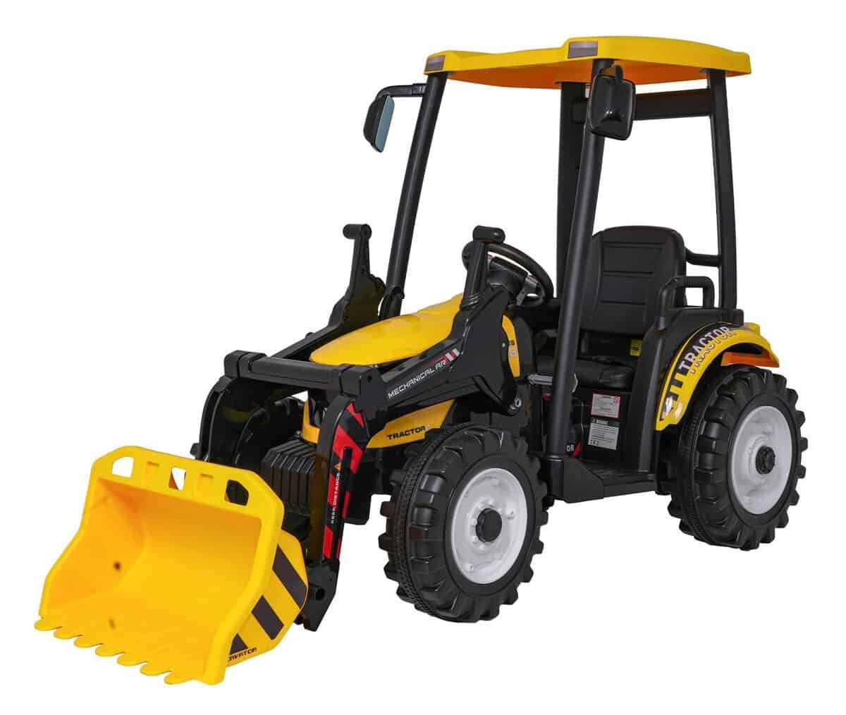 Mini tractor pentru copii cu lopețică, jucărie educativă, pentru jocuri și distracție în curte.