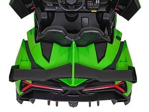 Mașină electrică pentru copii, model sportiv, culoare verde, pentru joacă în siguranță.