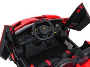 Mașinuță electrică pentru copii Lamborghini, culoare roșie, pentru joacă și aventură.