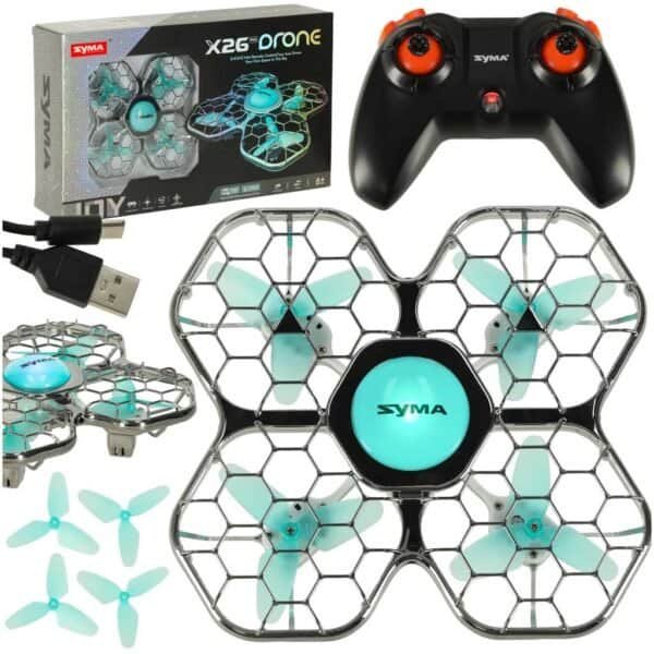 Syma X26PRO 2.4GHz Wi-Fi dronă RC negru - Lungime: 13 cm. Lățime: 14 cm. Înălțime: 4 cm. Înălțime centru: 5 cm. Număr de elice: 12: 12. Lungimea elicei: 2
